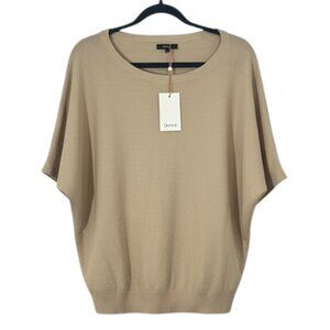 Quince Lightweight Cotton Cashmere Link Stitch Dolman Sweater Heather Oatmeal La